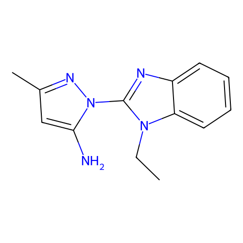 1-(1-ethyl-1H-1,3-benzodiazol-2-yl)-3-methyl-1H-pyrazol-5-amine structure