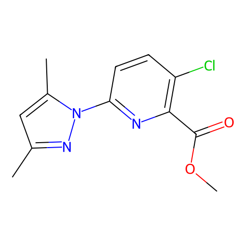 methyl 3-chloro-6-(3,5-dimethyl-1H-pyrazol-1-yl)pyridine-2-carboxylate structure
