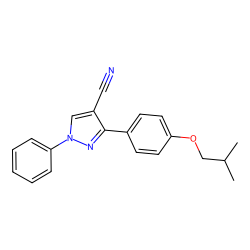 3-(4-isobutoxyphenyl)-1-phenyl-1H-pyrazole-4-carbonitrile structure