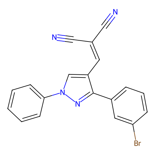 2-[[3-(3-Bromophenyl)-1-phenylpyrazol-4-yl]methylidene]propanedinitrile structure