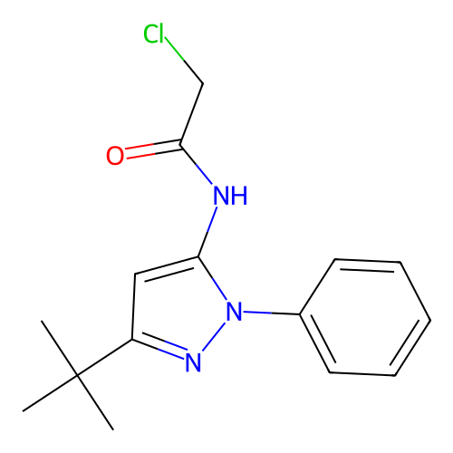 N-(3-tert-butyl-1-phenyl-1H-pyrazol-5-yl)-2-chloroacetamide structure