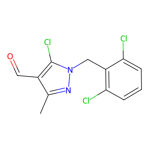 5-Chloro-1-[(2,6-dichlorophenyl)methyl]-3-methylpyrazole-4-carbaldehyde structure