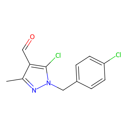 5-Chloro-1-[(4-chlorophenyl)methyl]-3-methyl-1H-pyrazole-4-carbaldehyde structure