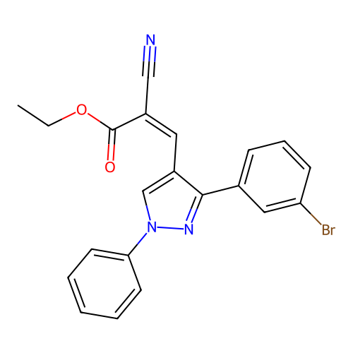 (Z)-ethyl 3-(3-(3-bromophenyl)-1-phenyl-1H-pyrazol-4-yl)-2-cyanoacrylate structure