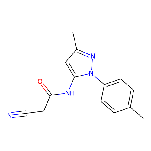 2-cyano-N-[3-methyl-1-(4-methylphenyl)-1H-pyrazol-5-yl]acetamide structure