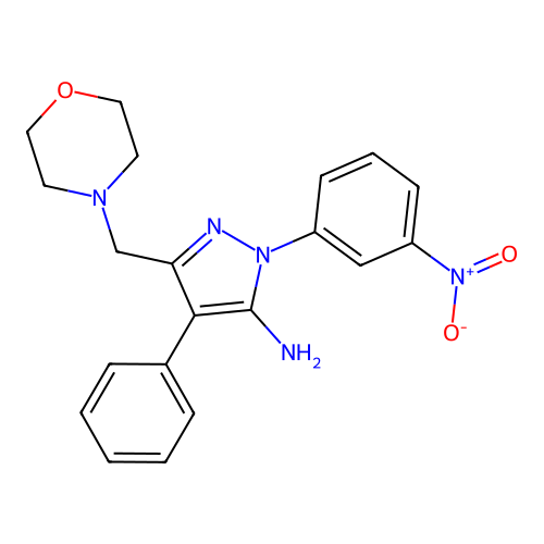 5-(Morpholin-4-ylmethyl)-2-(3-nitrophenyl)-4-phenylpyrazol-3-amine structure