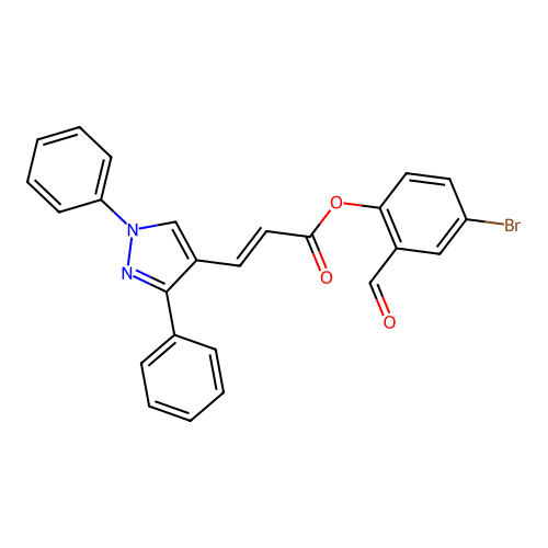 (4-bromo-2-formylphenyl) (E)-3-(1,3-diphenylpyrazol-4-yl)prop-2-enoate structure