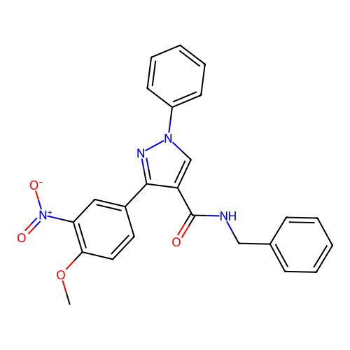 N-benzyl-3-(4-methoxy-3-nitrophenyl)-1-phenyl-1H-pyrazole-4-carboxamide structure
