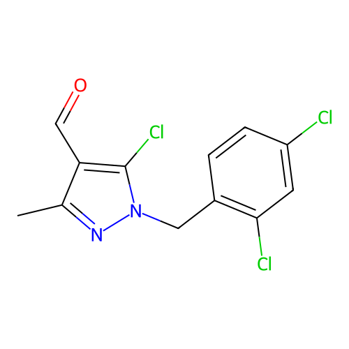 5-chloro-1-[(2,4-dichlorophenyl)methyl]-3-methyl-1H-pyrazole-4-carbaldehyde structure