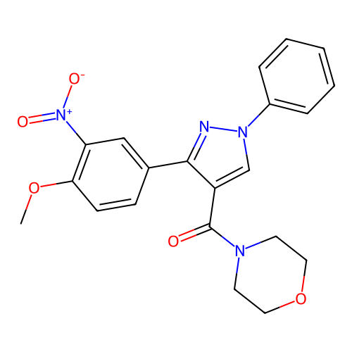 4-[3-(4-methoxy-3-nitrophenyl)-1-phenyl-1H-pyrazole-4-carbonyl]morpholine structure