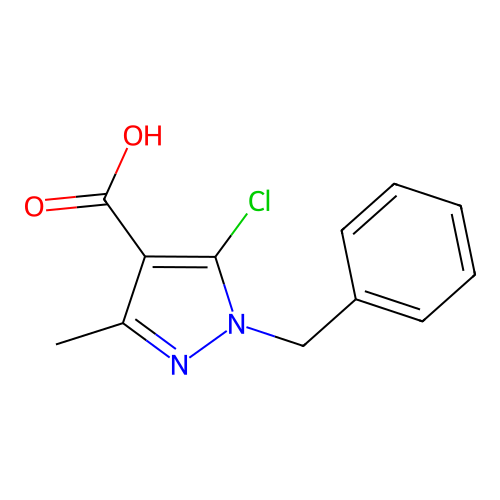 1-benzyl-5-chloro-3-methyl-1H-pyrazole-4-carboxylic acid structure