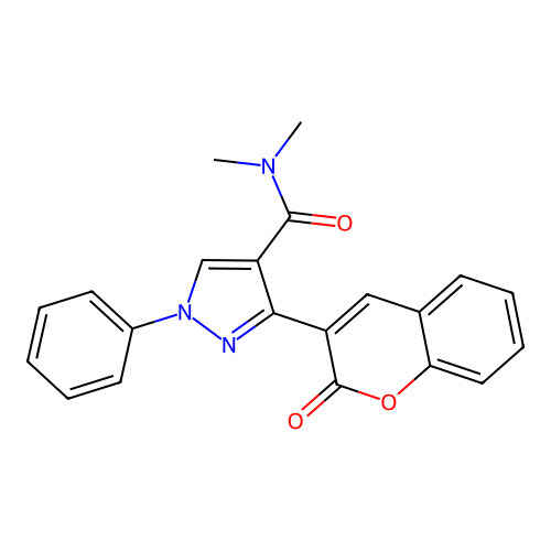 N,N-dimethyl-3-(2-oxo-2H-chromen-3-yl)-1-phenyl-1H-pyrazole-4-carboxamide structure
