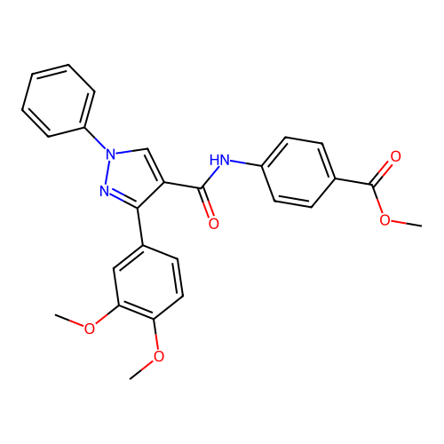 Methyl 4-[[3-(3,4-dimethoxyphenyl)-1-phenylpyrazole-4-carbonyl]amino]benzoate structure