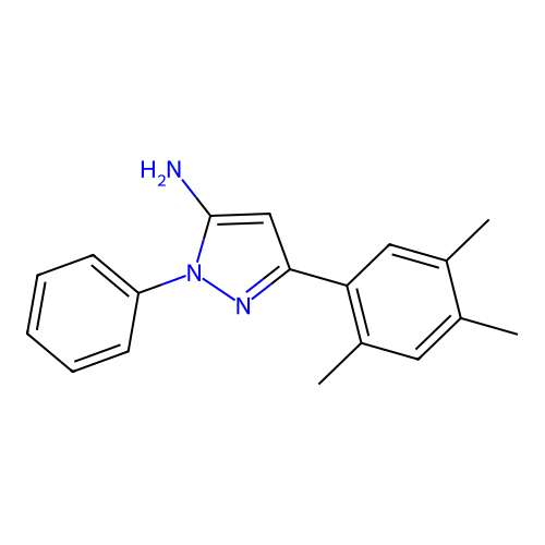 1-phenyl-3-(2,4,5-trimethylphenyl)-1H-pyrazol-5-amine structure