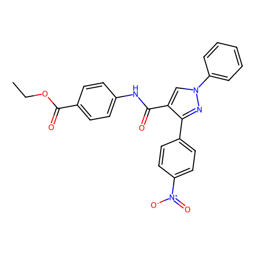 Ethyl 4-[[3-(4-nitrophenyl)-1-phenylpyrazole-4-carbonyl]amino]benzoate structure