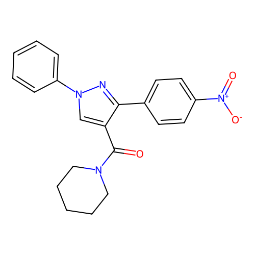(3-(4-nitrophenyl)-1-phenyl-1H-pyrazol-4-yl)(piperidin-1-yl)methanone structure