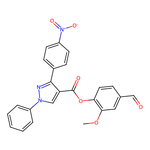 (4-Formyl-2-methoxyphenyl) 3-(4-nitrophenyl)-1-phenylpyrazole-4-carboxylate structure