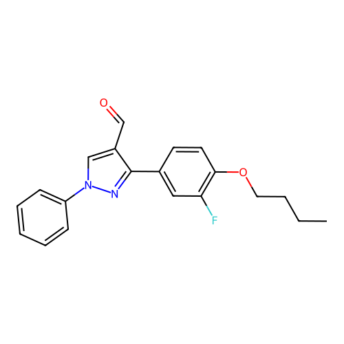 3-(4-butoxy-3-fluorophenyl)-1-phenyl-1H-pyrazole-4-carbaldehyde structure