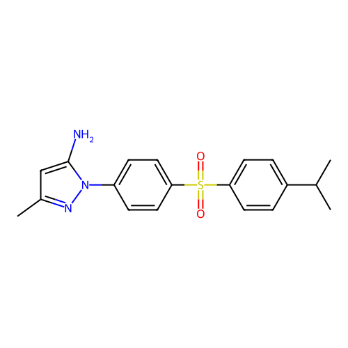3-methyl-1-{4-[4-(propan-2-yl)benzenesulfonyl]phenyl}-1H-pyrazol-5-amine structure