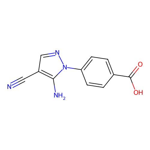 4-(5-amino-4-cyano-1H-pyrazol-1-yl)benzoic acid structure
