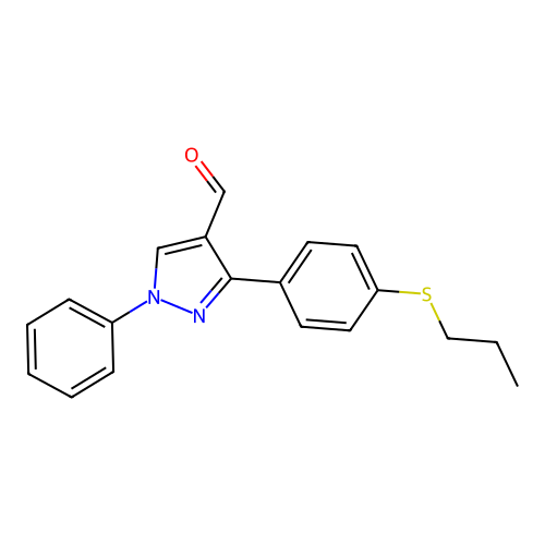 1-phenyl-3-[4-(propylsulfanyl)phenyl]-1H-pyrazole-4-carbaldehyde structure