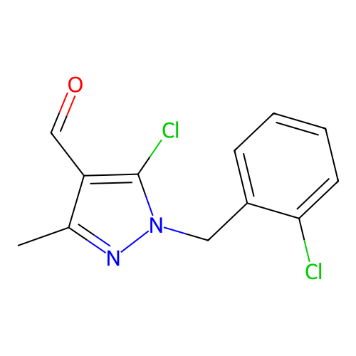 5-chloro-1-[(2-chlorophenyl)methyl]-3-methyl-1H-pyrazole-4-carbaldehyde structure