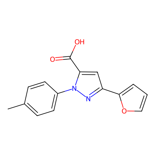 3-(furan-2-yl)-1-(4-methylphenyl)-1H-pyrazole-5-carboxylic acid structure