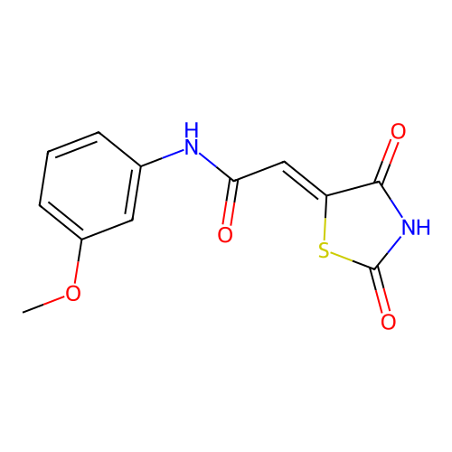 (2Z)-2-(2,4-dioxo-1,3-thiazolidin-5-ylidene)-N-(3-methoxyphenyl)acetamide structure