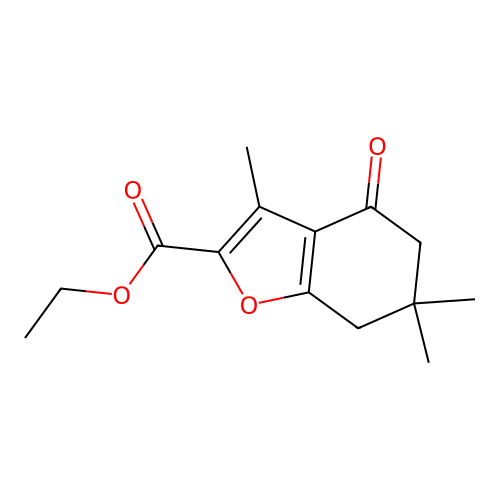Ethyl 3,6,6-trimethyl-4-oxo-4,5,6,7-tetrahydrobenzofuran-2-carboxylate structure