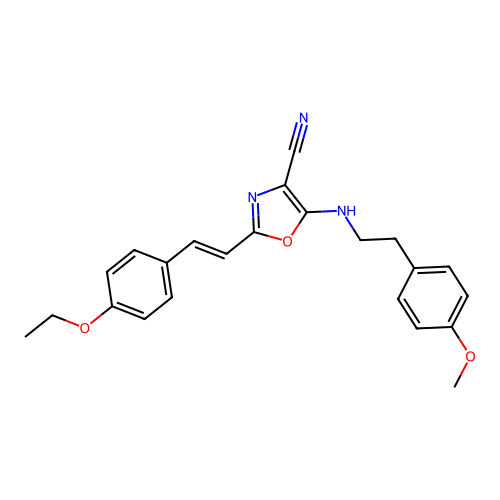 2-(4-Ethoxystyryl)-5-((4-methoxyphenethyl)amino)oxazole-4-carbonitrile structure