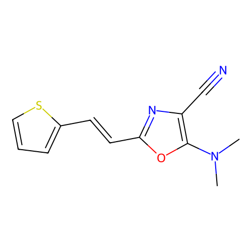 5-(dimethylamino)-2-[(E)-2-thiophen-2-ylethenyl]-1,3-oxazole-4-carbonitrile structure