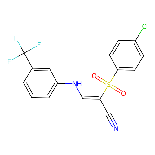 2-((4-CHLOROPHENYL)SULFONYL)-3-((3-(TRIFLUOROMETHYL)PHENYL)AMINO)PROP-2-ENENITRILE structure