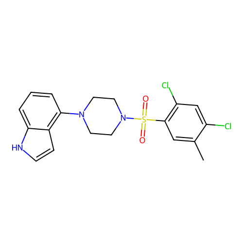 4-[4-(2,4-dichloro-5-methylphenyl)sulfonylpiperazin-1-yl]-1H-indole structure