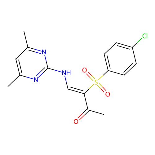 4-((4,6-Dimethylpyrimidin-2-YL)amino)-3-((4-chlorophenyl)sulfonyl)but-3-EN-2-one structure