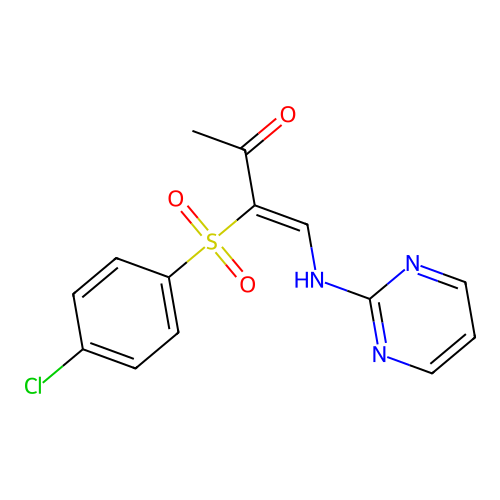 3-((4-Chlorophenyl)sulfonyl)-4-(pyrimidin-2-ylamino)but-3-EN-2-one structure