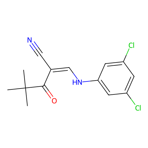 3-((3,5-Dichlorophenyl)amino)-2-(2,2-dimethylpropanoyl)prop-2-enenitrile structure