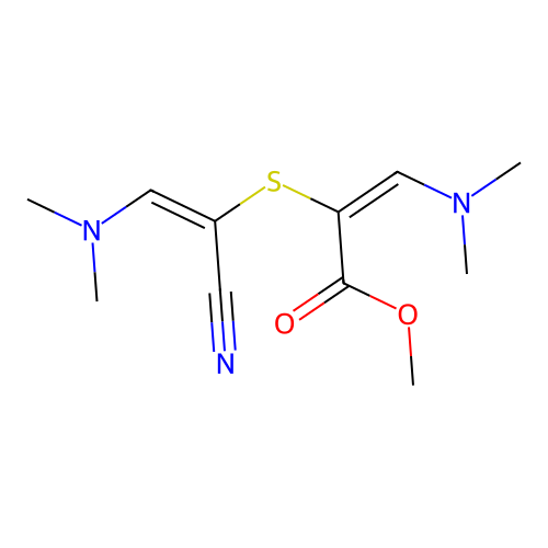 methyl (2E)-2-{[(E)-1-cyano-2-(dimethylamino)vinyl]thio}-3-(dimethylamino)acrylate structure