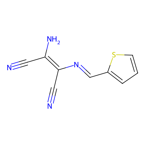 2-Amino-3-{[(thiophen-2-yl)methylidene]amino}but-2-enedinitrile structure