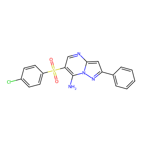 6-(4-Chlorophenyl)sulfonyl-2-phenylpyrazolo[1,5-a]pyrimidin-7-amine structure
