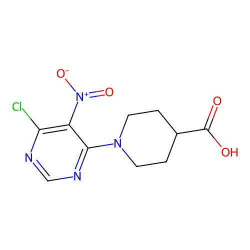 1-(6-Chloro-5-nitropyrimidin-4-yl)piperidine-4-carboxylic acid structure