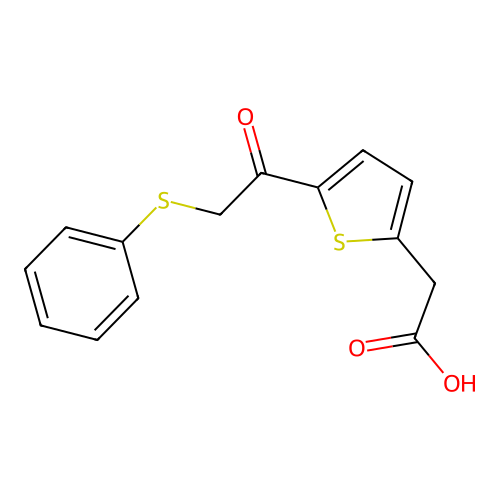 2-{5-[2-(Phenylthio)acetyl]-2-thienyl}acetic acid structure