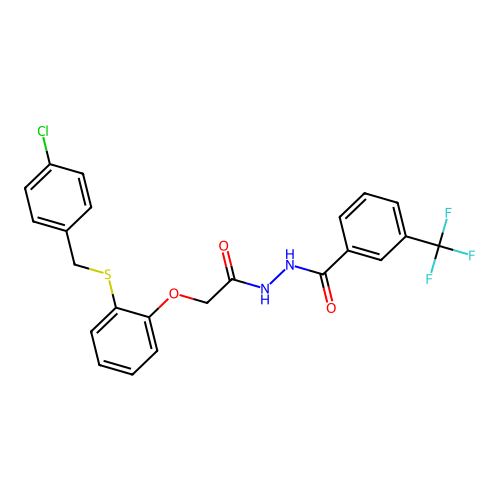 N'-(2-(2-((4-Chlorobenzyl)thio)phenoxy)acetyl)-3-(trifluoromethyl)benzohydrazide structure