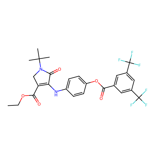 Ethyl 4-[[4-[[3,5-bis(trifluoromethyl)benzoyl]oxy]phenyl]amino]-1-(1,1-dimethylethyl)-2,5-dihydro-5-oxo-1H-pyrrole-3-carboxylate structure