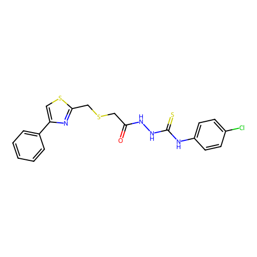 1-(4-chlorophenyl)-3-[[2-[(4-phenyl-1,3-thiazol-2-yl)methylsulfanyl]acetyl]amino]thiourea structure