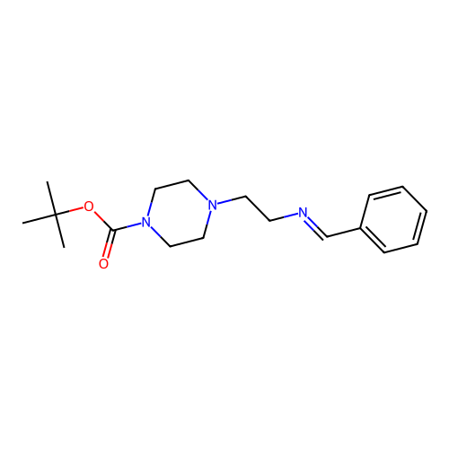 tert-butyl (E)-4-(2-(benzylideneamino)ethyl)piperazine-1-carboxylate structure