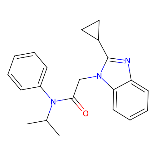 2-(2-cyclopropylbenzimidazol-1-yl)-N-phenyl-N-propan-2-ylacetamide structure