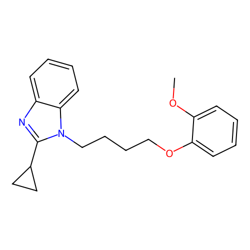 2-Cyclopropyl-1-[4-(2-methoxyphenoxy)butyl]benzimidazole structure