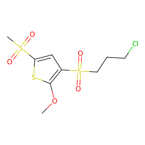 Thiophene, 3-[(3-chloropropyl)sulfonyl]-2-methoxy-5-(methylsulfonyl)- structure