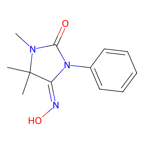 2,4-Imidazolidinedione, 1,5,5-trimethyl-3-phenyl-, 4-oxime, (Z)- structure