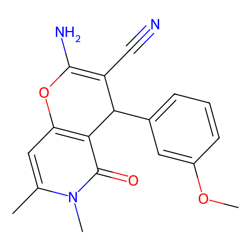 2-amino-4-(3-methoxyphenyl)-6,7-dimethyl-5-oxo-5,6-dihydro-4H-pyrano[3,2-c]pyridine-3-carbonitrile structure